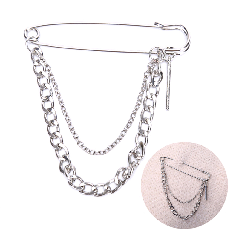 1pc Unisex Classic Chain Pin Brooches Fashion BF Punk Hip Hop Jewelry Gif DI p