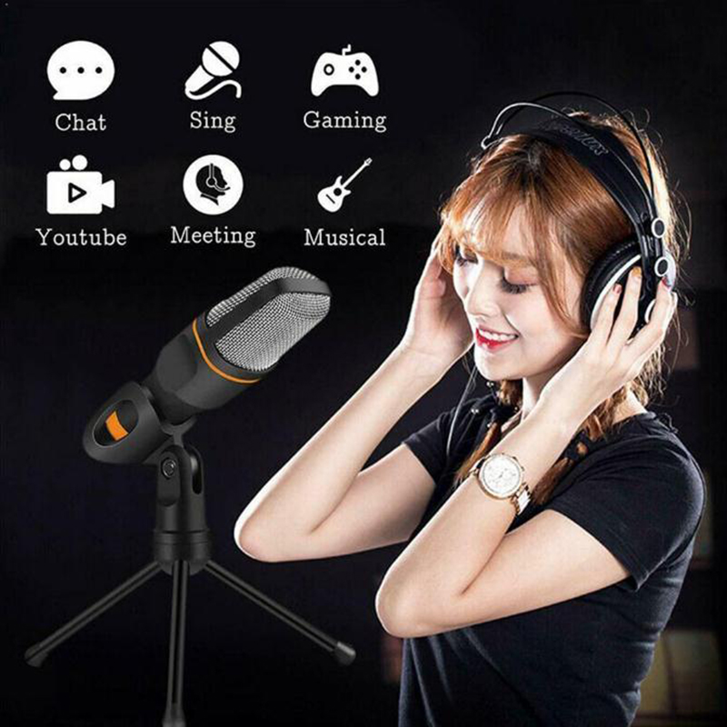 Professional Condenser Sound Podcast Studio Microphone For PC MSN Skype Zoom-xd