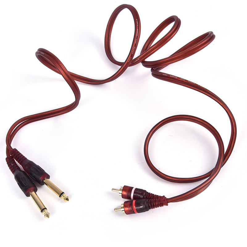 1.5M Cable Dual RCA Male to Dual 6.35mm 1/4 inch Male Mixer Audio CableB-wf