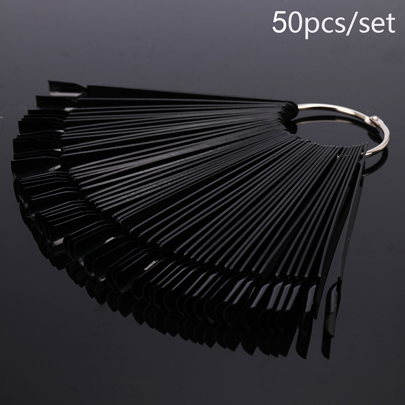 50Pcs False Display Nail Art Fan Ring Polish Practice Tips Sticks DIY Tool F❤❤