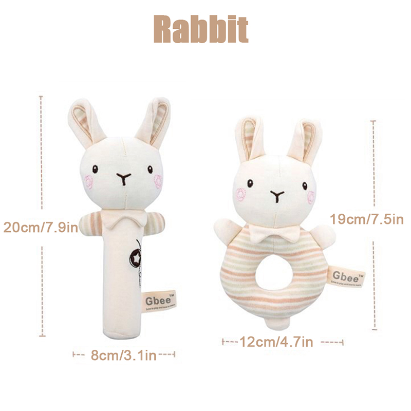 Baby Rattles Soft Cartoon Cute Plush Animal Toys Child Educational HandbellY H❤W