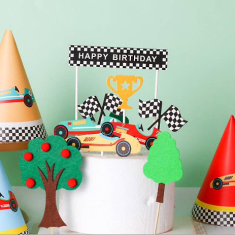 RACING CAR THEME Happy Birthday Cake Topper Kids Shower Birthday Party ...