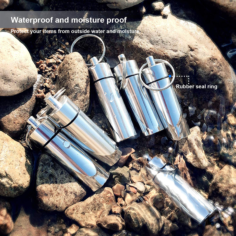 Portable Waterproof Pill Case Bottle Keychain Storage Holder Container ...