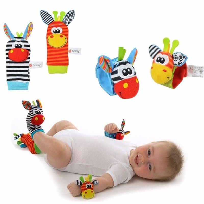 Infant Baby Kids Socks Rattle Toys Animals Wrist Rattle And Socks 0~24 Mon X ❤LT