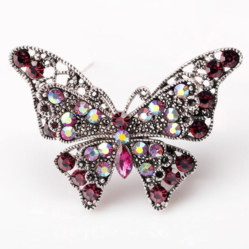 Fashion Colorful Butterfly Brooches Crystal BroochPins Banquet Wedding Gifts-DB
