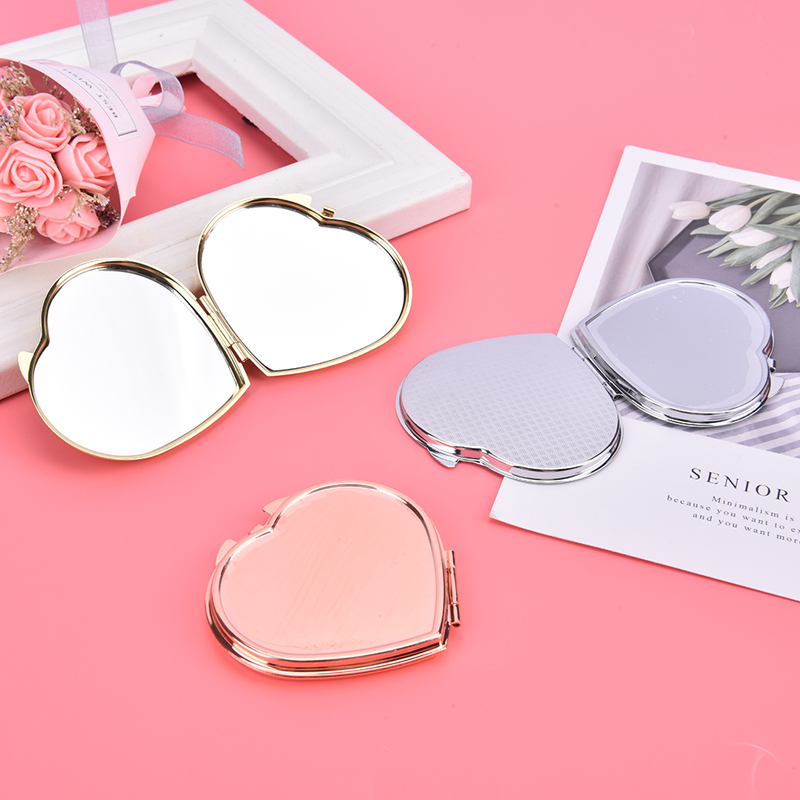 Miroir De Maquillage De Poche Pliant - Compact, Couleur Café, Métal/miroir, Pour Voyages, Neuf