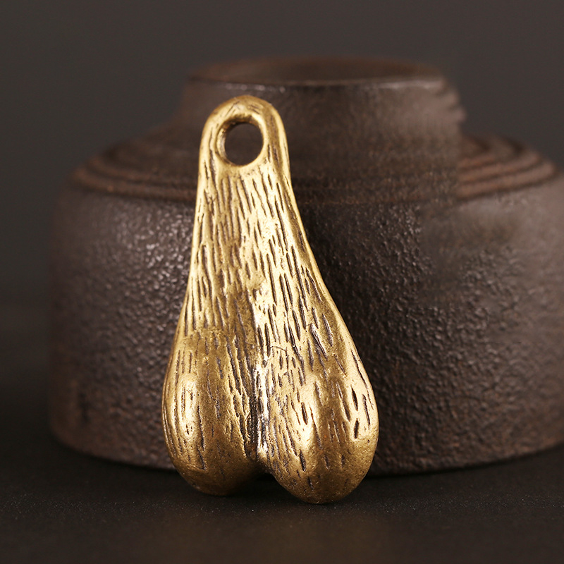 Solid Brass Men's Testicle Pendant Keychain Car Keychain DIY Accessori J- FF Solid Brass Men's Testicle Pendant Keychain Car Keychain DIY Accessori J- FF