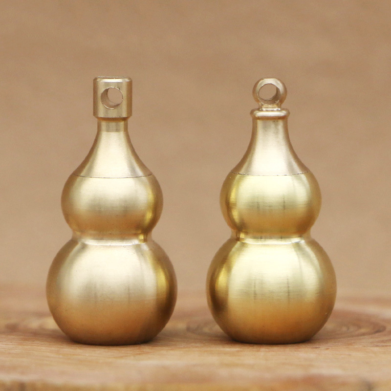 Chinese Natural Feng Shui Brass Gourd Buddhist Good Luck Home Ornament Decor JW SB10420