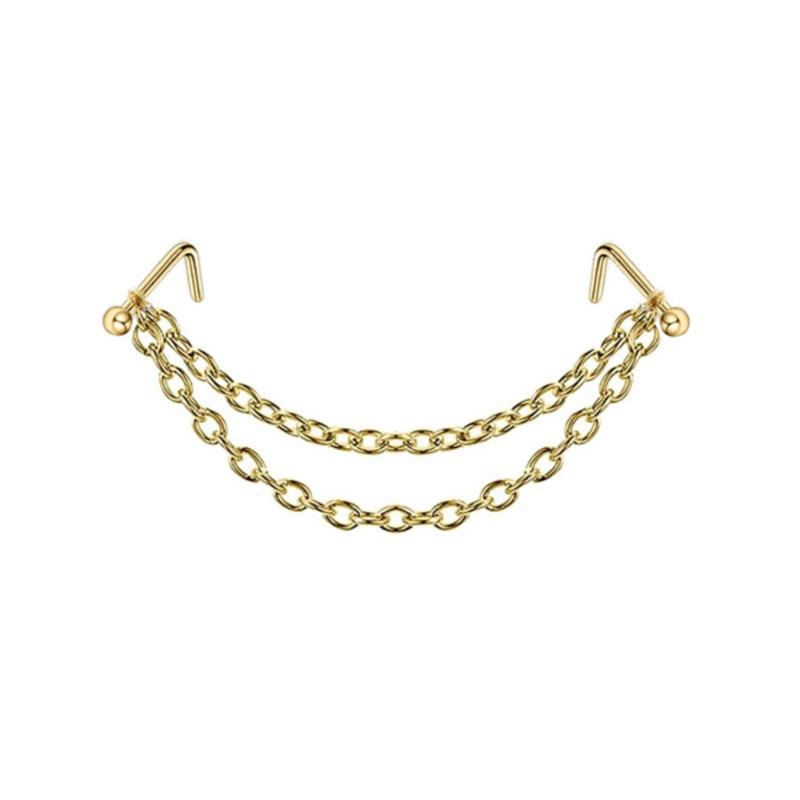 Double Nose Piercing Chain Nose Chain for Woman Nostril Piercing