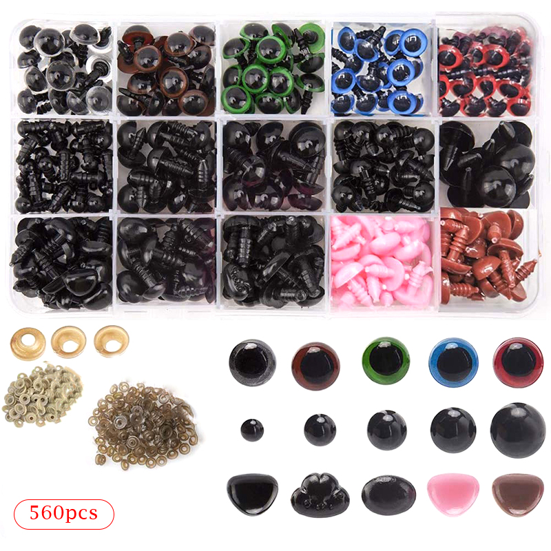 560Pcs Safety Eyes and Noses with Washers for Stuffed Doll Black Glitter E-$6 Sp 560Pcs Safety Eyes and Noses with Washers for Stuffed Doll Black Glitter E-$6 Sp