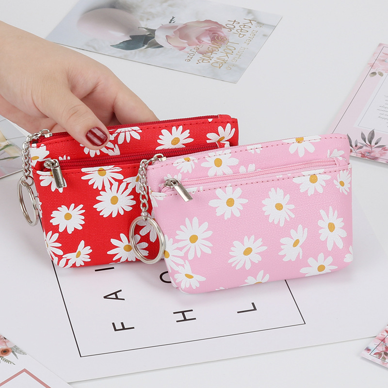 Daisy Coin Purse Women Mini Wallets With Zipper Keychain Card Holder Wal-ID - Picture 2 of 17
