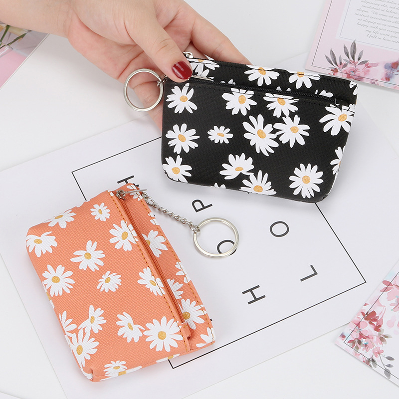 Daisy Coin Purse Women Mini Wallets With Zipper Keychain Card Holder Wal-ID - Picture 7 of 17