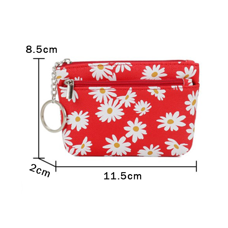 Daisy Coin Purse Women Mini Wallets With Zipper Keychain Card Holder Wal-ID - Picture 3 of 17