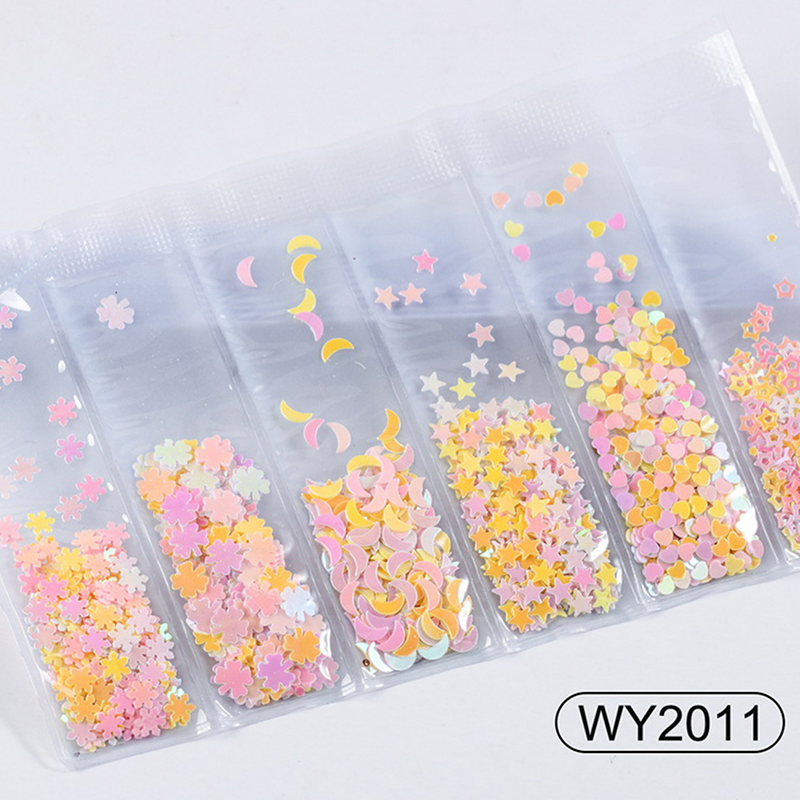 6 grids/bag Nail Art Sequins Colorful Nail Polish Flakes Foils For Manicures*d* - Picture 9 of 30