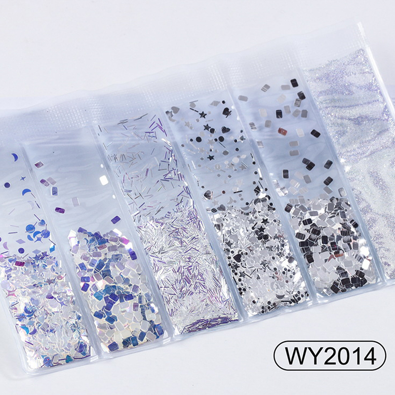 6 grids/bag Nail Art Sequins Colorful Nail Polish Flakes Foils For Manicures*d* - Picture 24 of 30
