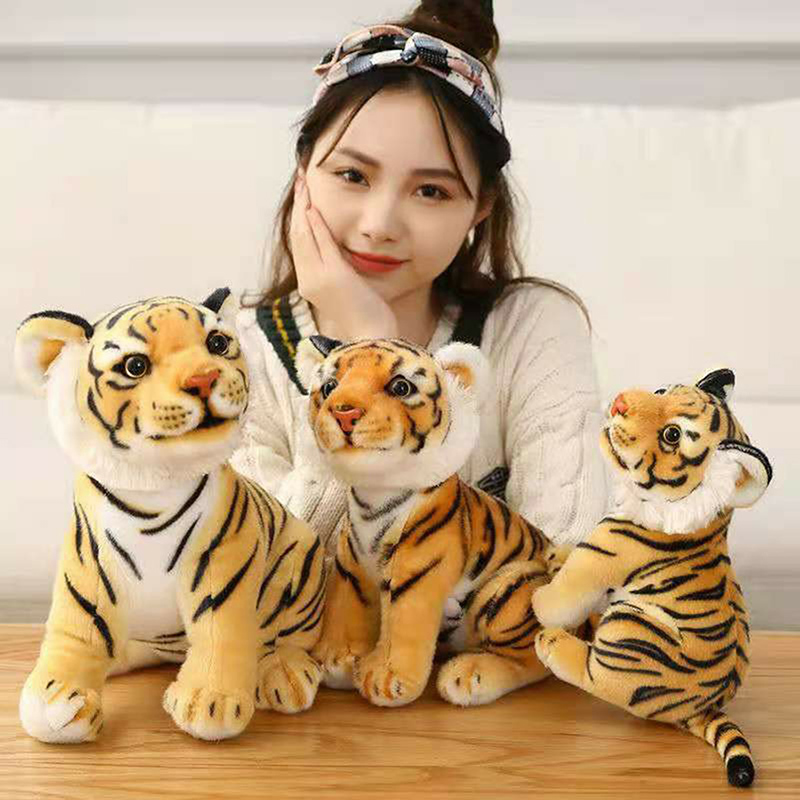 23-33CM CUTE LIFELIKE Tiger Stuffed Animals White Tigers Plush Toy Real