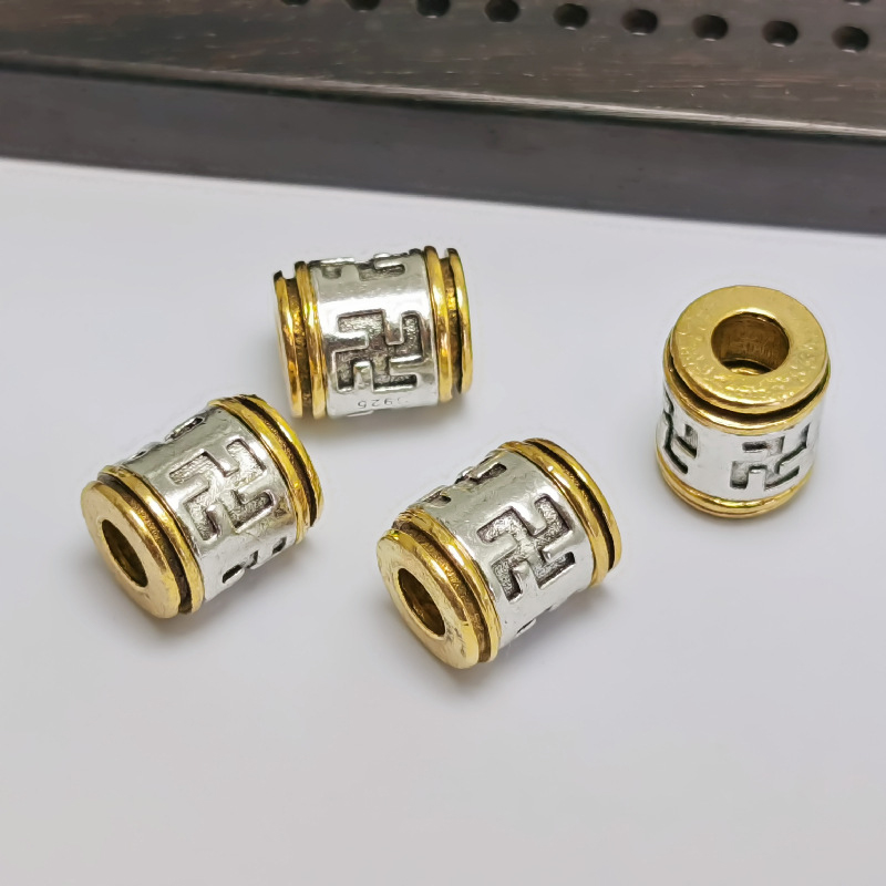 Couteau à Perles Paracorde Laiton Patiné Crâne - Longe EDC - Fait Main