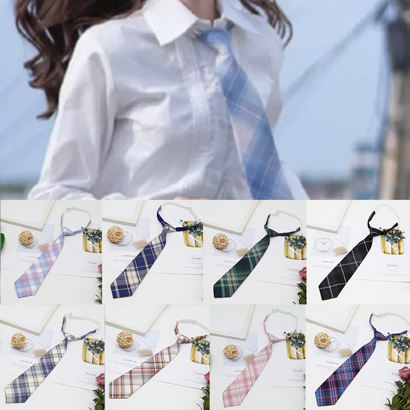 Shirt Necktie Women College Style JK Plaid Uniform Detachable Collars Removab NN