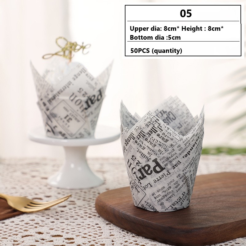 50PCS Newspaper Style Cupcake Liner Baking Cup Gift Packaging Box Candy Hold F❤❤