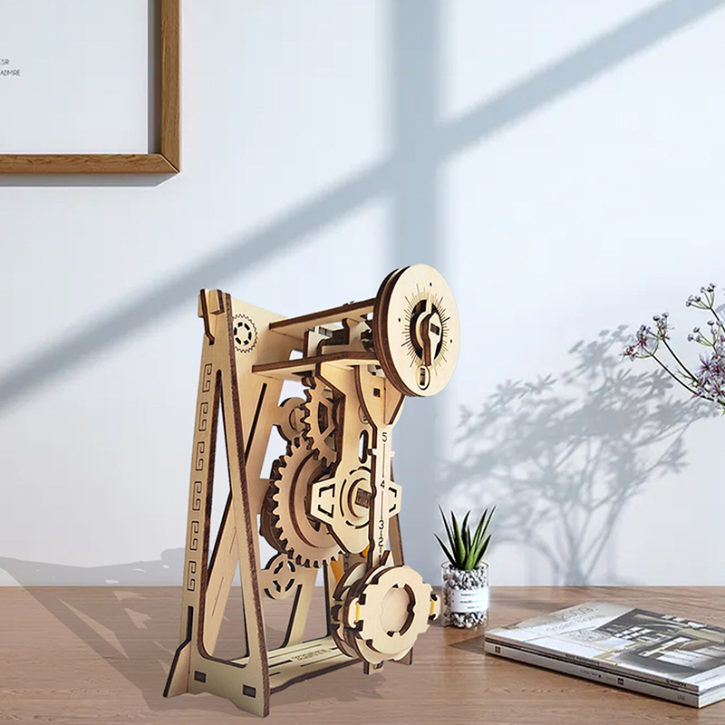 2022 3D Assembly Wooden Puzzle DIY Pendulum Clock Manual Mechanical.yp QH