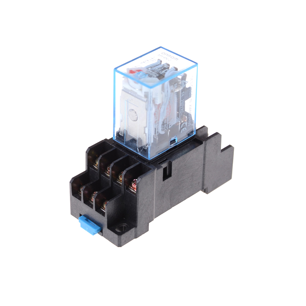 MY4NJ 12V/24V/220V COIL Power Relay DIN Rail Mounted 14 Pin 4PDT with ...