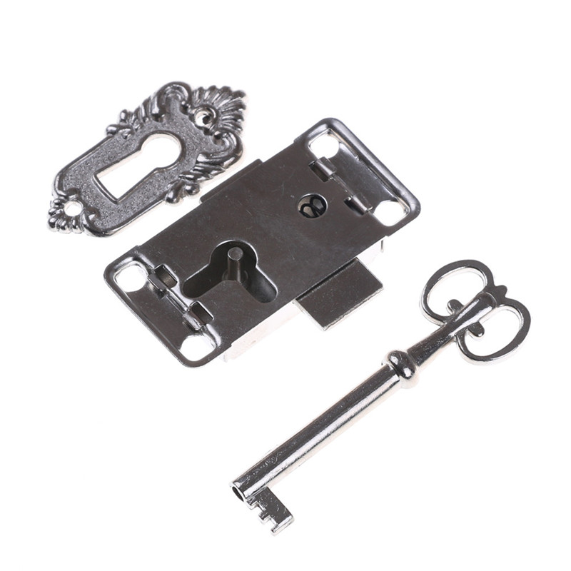 Vintage Gold Jewelry Box Lock With Key Set - Zinc Alloy, For Drawers, Cabinets & Wardrobes 7 thumbnail image