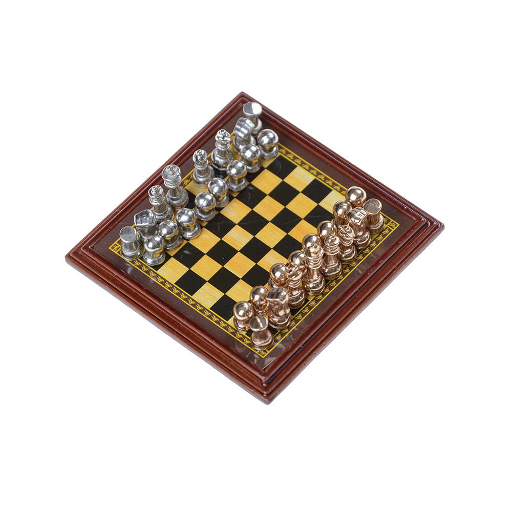 Dollhouse Miniature 1:12 Toy A Set Of Metal Chess Set Girls Gift YB Sb OR9683