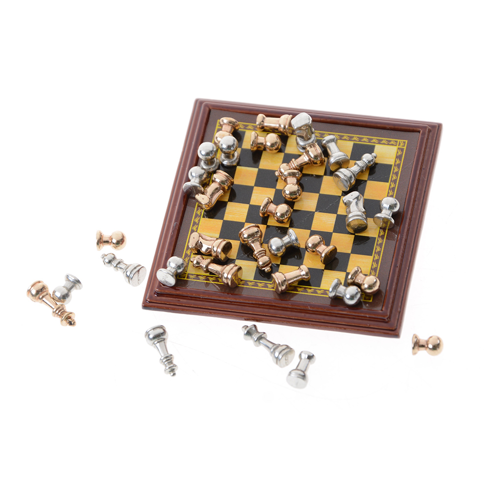 Dollhouse Miniature 1:12 Toy A Set Of Metal Chess Set Girls Gift YB Sb OR9683 Dollhouse Miniature 1:12 Toy A Set Of Metal Chess Set Girls Gift YB Sb OR9683