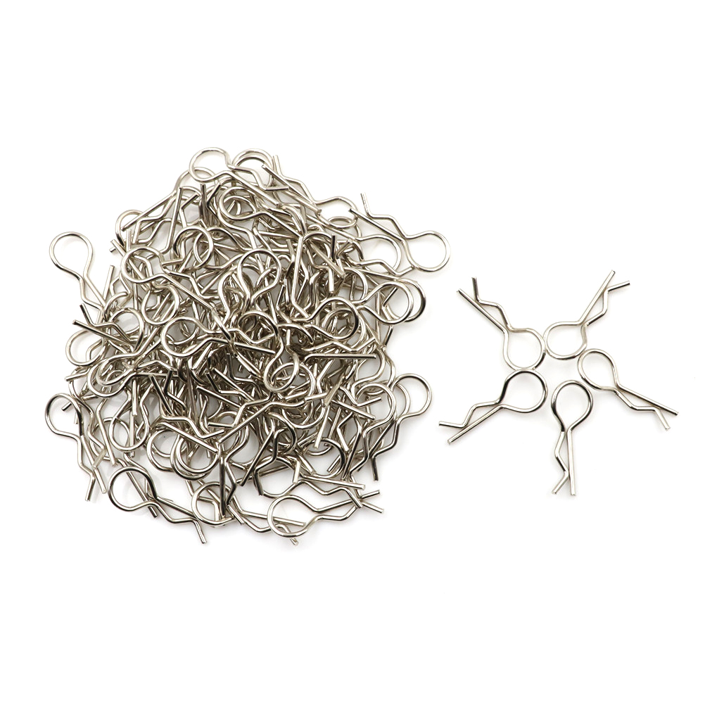 100pcs Stainless Steel Body Clips Pin Shell For 1/10 1/16 RC CAR HSP *d* - Picture 3 of 9
