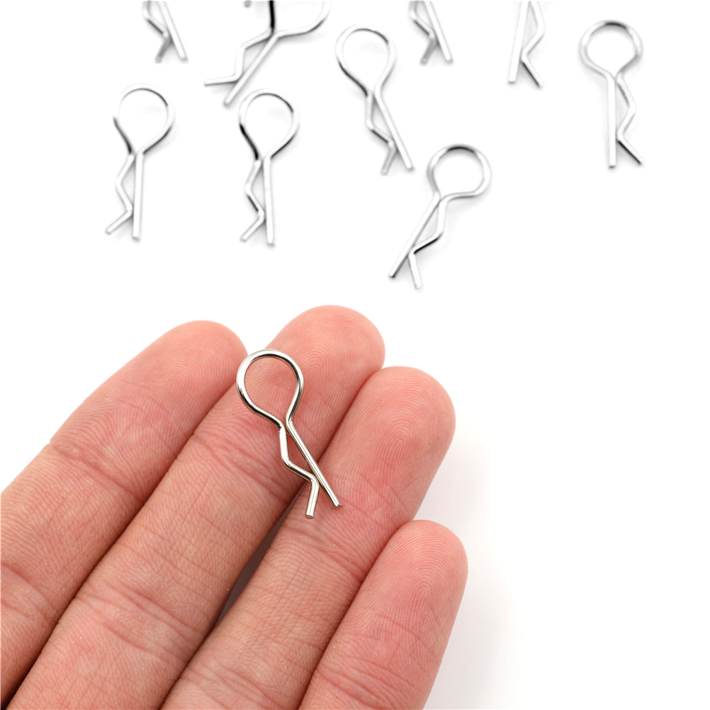 100pcs Stainless Steel Body Clips Pin Shell For 1/10 1/16 RC CAR HSP *d* - Picture 4 of 9