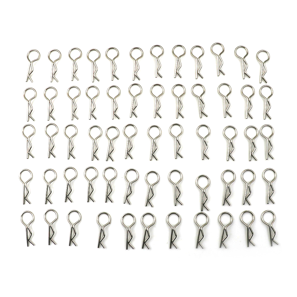100pcs Stainless Steel Body Clips Pin Shell For 1/10 1/16 RC CAR HSP *d* - Picture 1 of 9