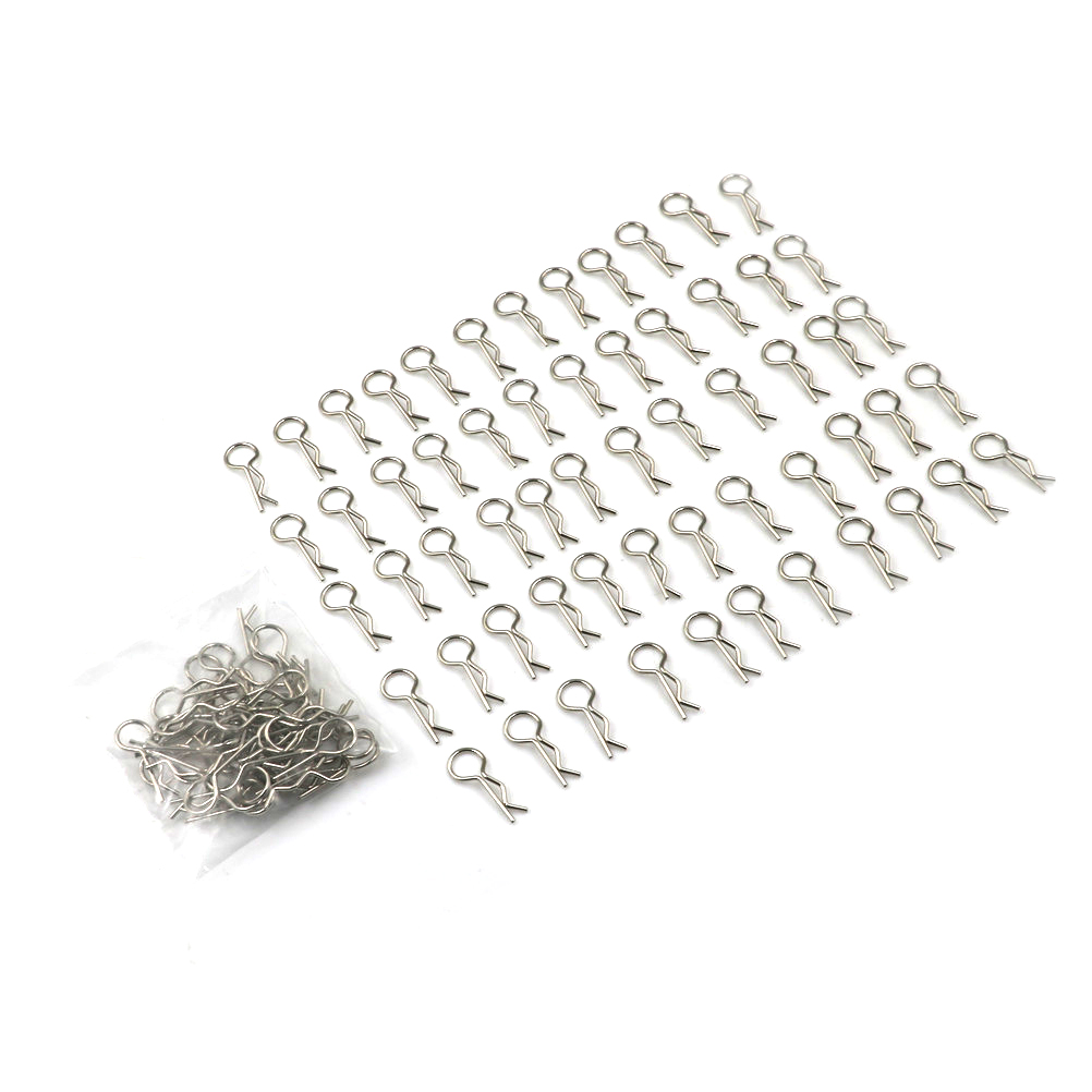 100pcs Stainless Steel Body Clips Pin Shell For 1/10 1/16 RC CAR HSP *d* - Picture 2 of 9
