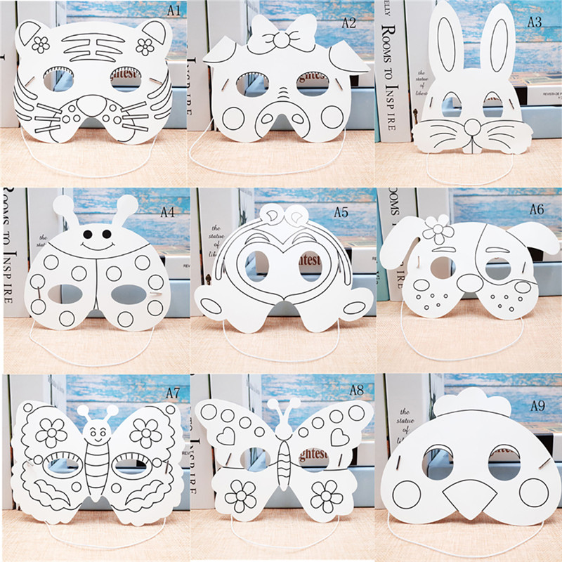 1 pz cartoni animati fai da te bambini maschera pittura animali asilo graffiti giocattoli_S0- 1 pz cartoni animati fai da te bambini maschera pittura animali asilo graffiti giocattoli_S0-
