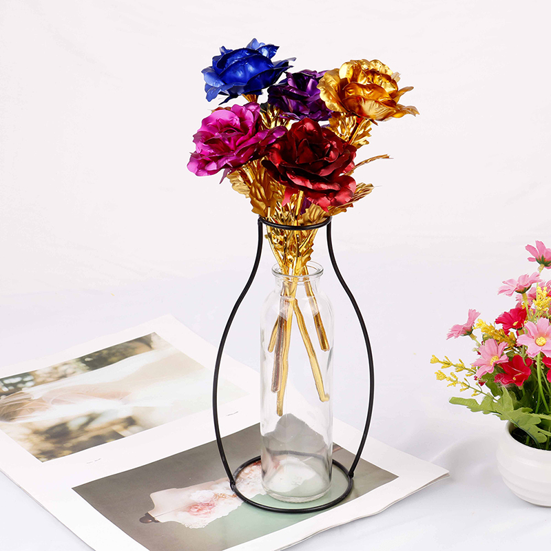 24k gold plated golden rose flowers anniversary valentine's day lovers' gift;k; - Picture 2 of 17
