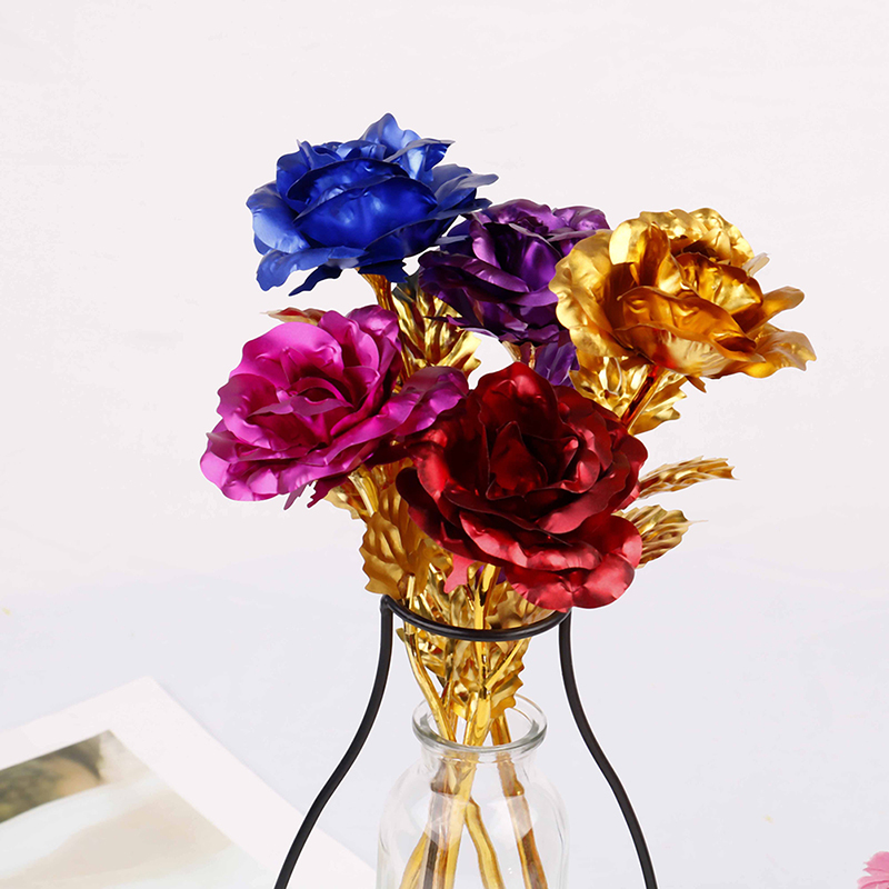 24k gold plated golden rose flowers anniversary valentine's day lovers' gift;k; - Picture 3 of 17