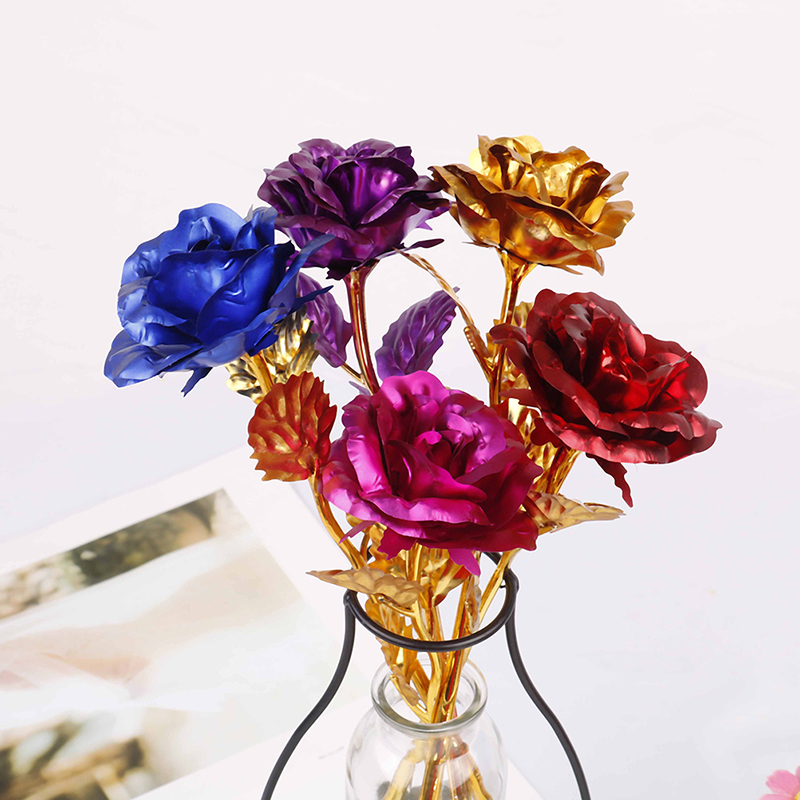 24k gold plated golden rose flowers anniversary valentine's day lovers' gift;k; - Picture 6 of 17