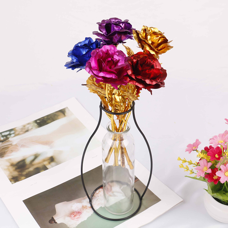 24k gold plated golden rose flowers anniversary valentine's day lovers' gift;k; - Picture 7 of 17