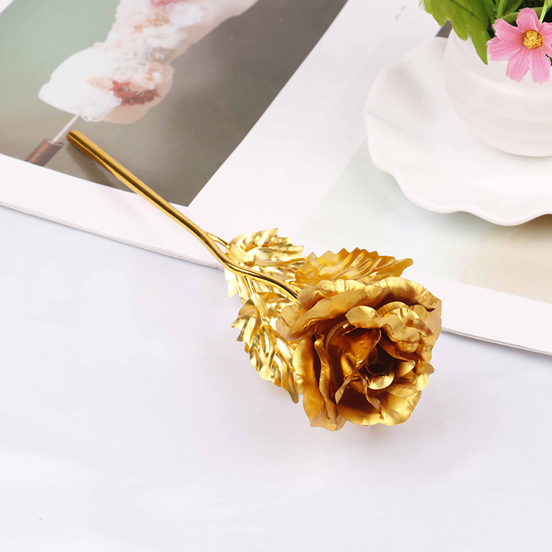 24k gold plated golden rose flowers anniversary valentine's day lovers' gift;k; - Picture 13 of 17