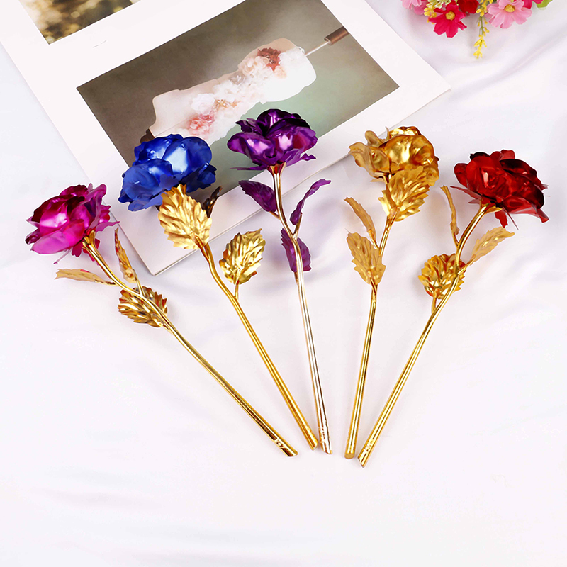 24k gold plated golden rose flowers anniversary valentine's day lovers' gift;k;