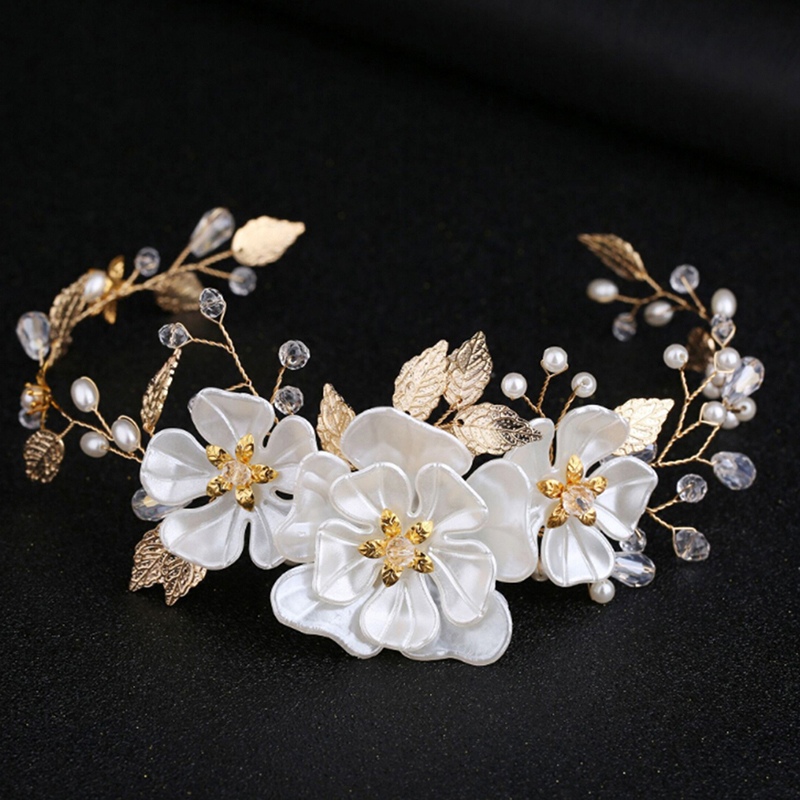 Women bridal white flower rhinestone pearl hair clip wedding hair accessori L _t ON10305