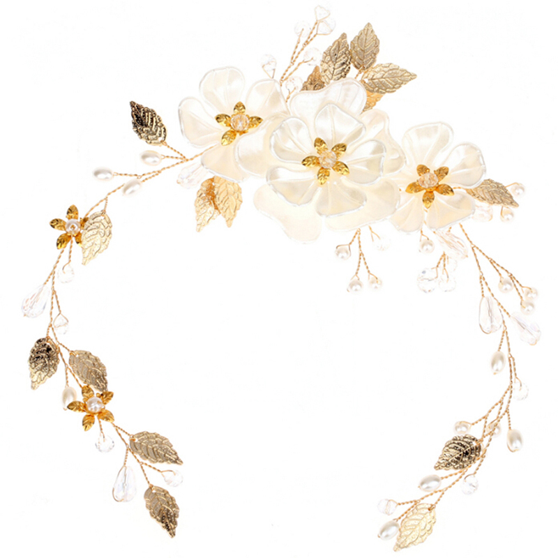 Women bridal white flower rhinestone pearl hair clip wedding hair accessori L _t ON10305