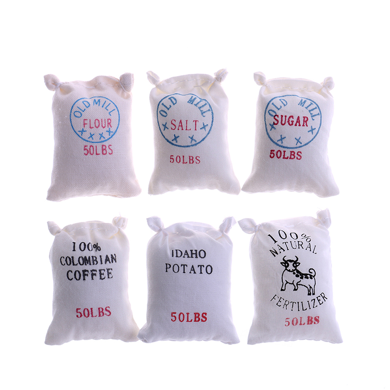 1:12 Dollhouse miniature kitchen food 6 bags of sugar flour salt potat`uk KY