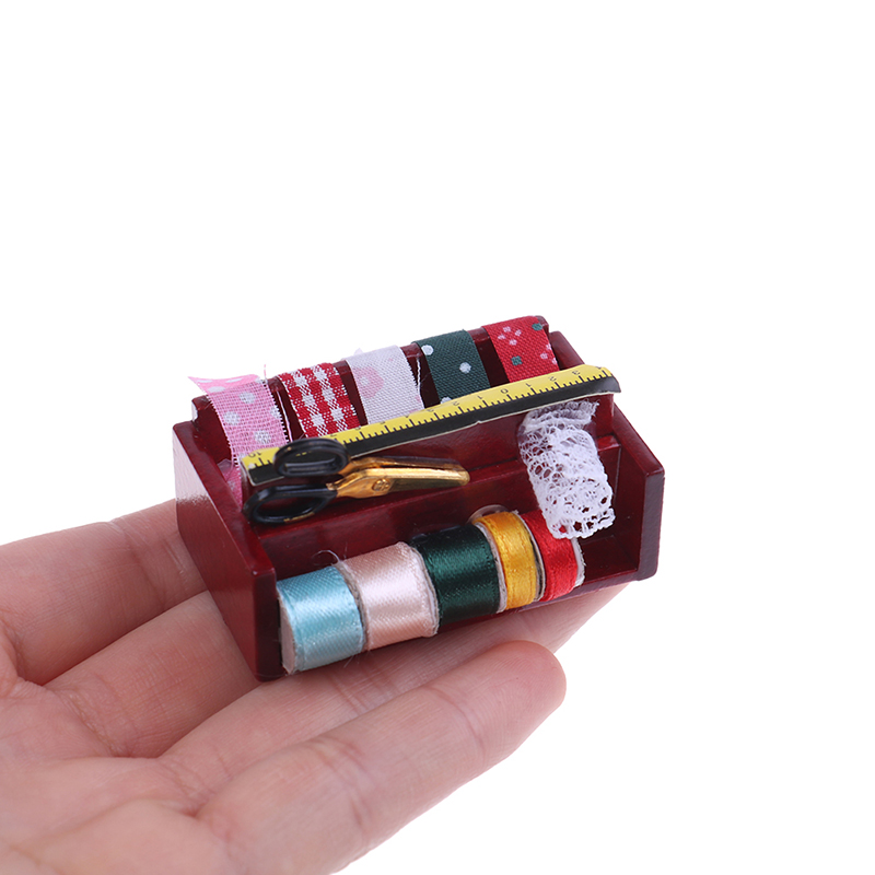1:12 Dollhouse miniature sewing room ribbon cloth spools trim scissors sh.z-qk - Picture 2 of 8