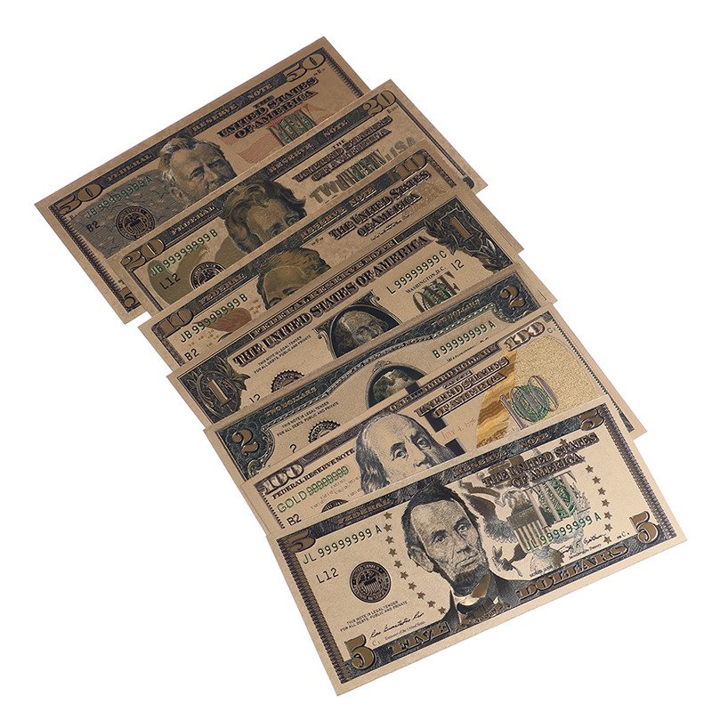 7Pcs/set commemorative gold foil usa dollars paper money banknotes collection Sp