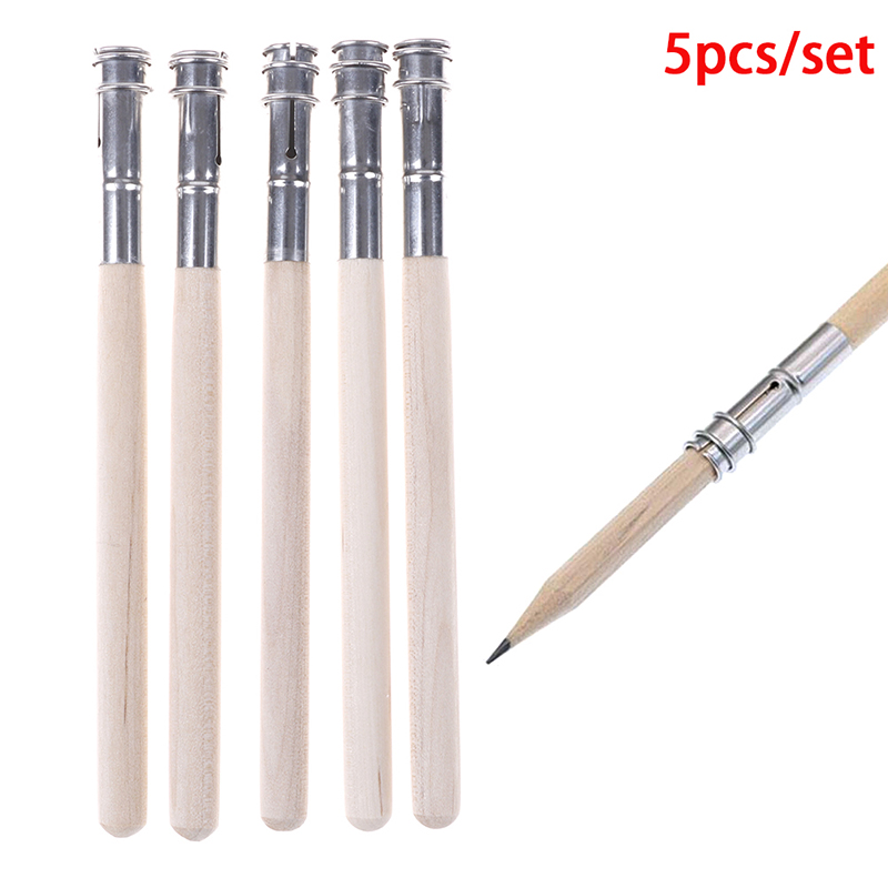 5Pcs Pencil Painting Extender Adjtable Wooden Lengthener Holder Drawing S❤O - Picture 1 of 12