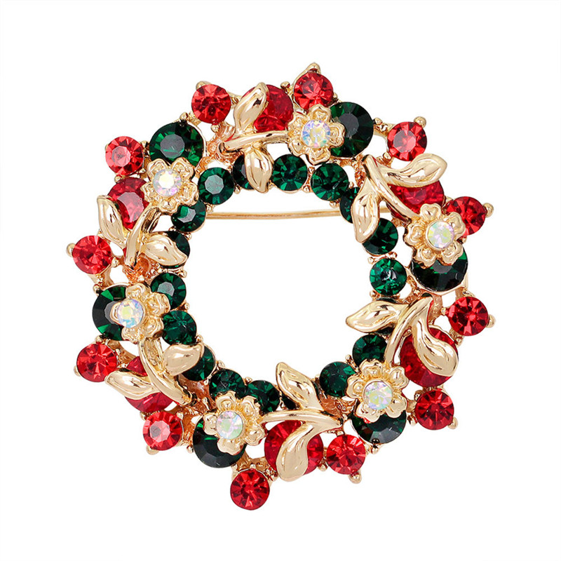 Hot Crystal Jewelry Round Garland Christmas Brooch Pin Party Gifts Santa LR NN