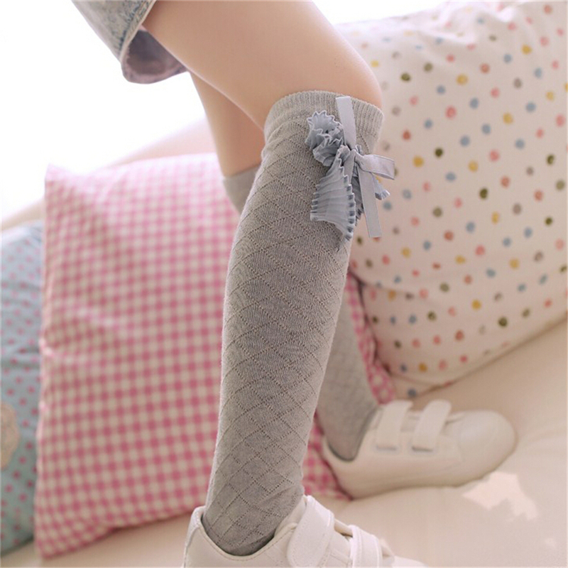 Girl Classic Kids Cotton Socks Tights School High Knee Gridding Bow Stockings-b - Picture 12 of 16