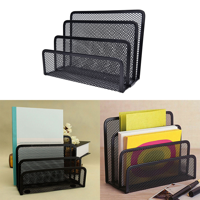 Black Mesh Letter Paper File Storage Rack Holder Tray Organiser Desktop Offilo - Picture 3 of 10