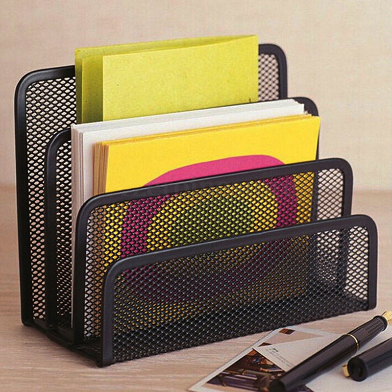 Black Mesh Letter Paper File Storage Rack Holder Tray Organiser Desktop Offilo - Picture 4 of 10