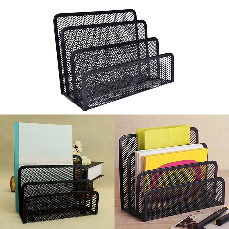 Black Mesh Letter Paper File Storage Rack Holder Tray Organiser Desktop Offilo - Picture 2 of 10